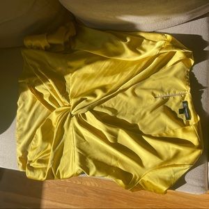 I.N.C. Flattering twist front silky yellow blouse